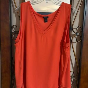 Ann Taylor Bright Coral V-Neck Sleeveless Tank work or weekend. Classic capsule